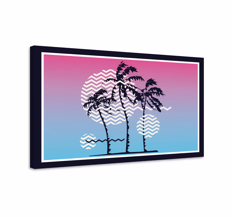 Retro naplemente pálmafák retro vászon - TenStickers
