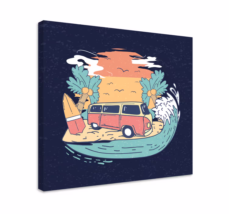 Surfing autós jelenet vászon városok és országok - TenStickers
