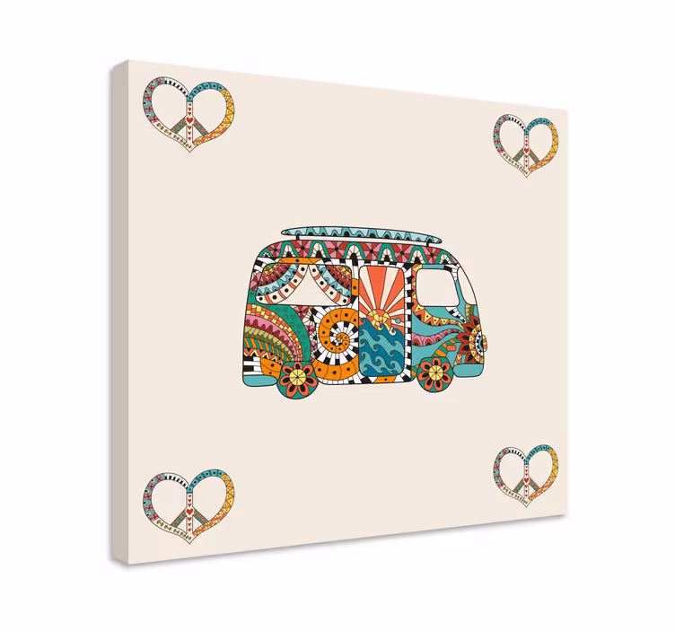 Hippi busz, sok graffitis retro vászonnal - TenStickers