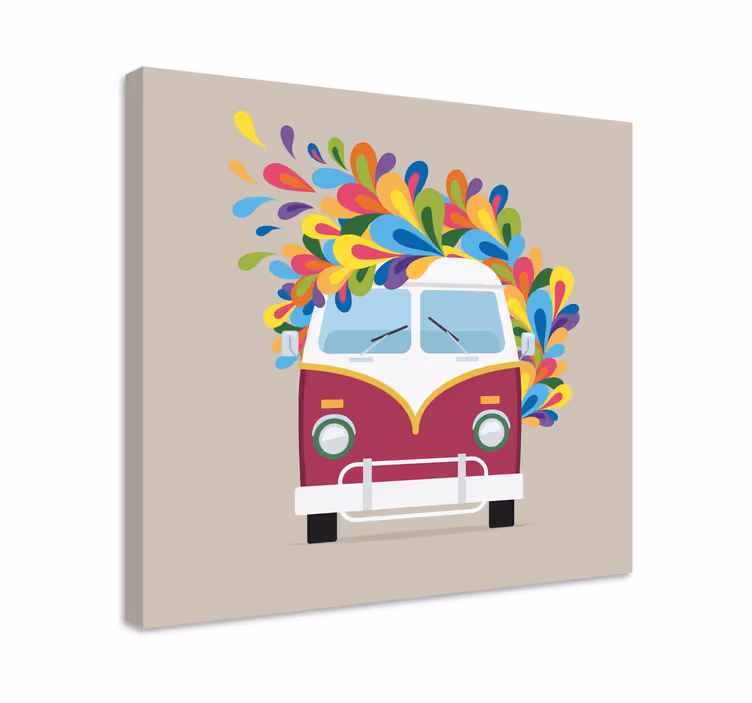 Hippi busz csöpög színes festék retro vászon - TenStickers
