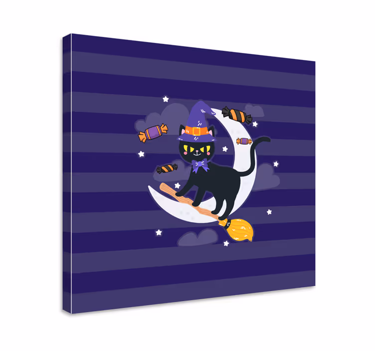 Fekete macska boszorkány vászon macskák - TenStickers