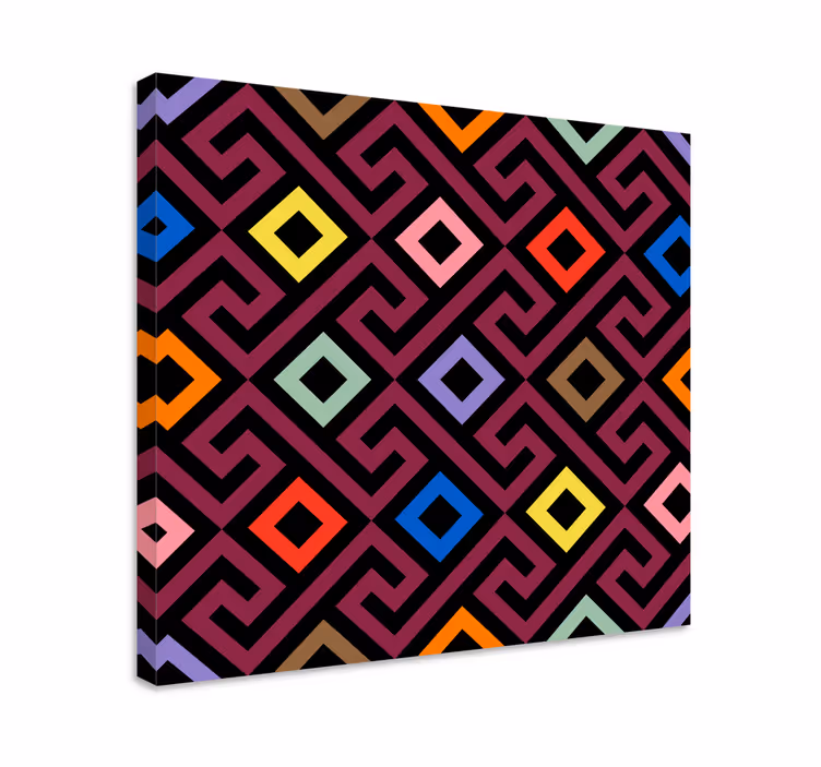 Színes geometrikus négyzetek vászon geometriai - TenStickers