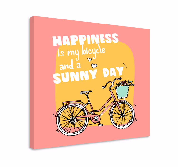 Boldogság a nap és a kerékpár idézet vászon - TenStickers