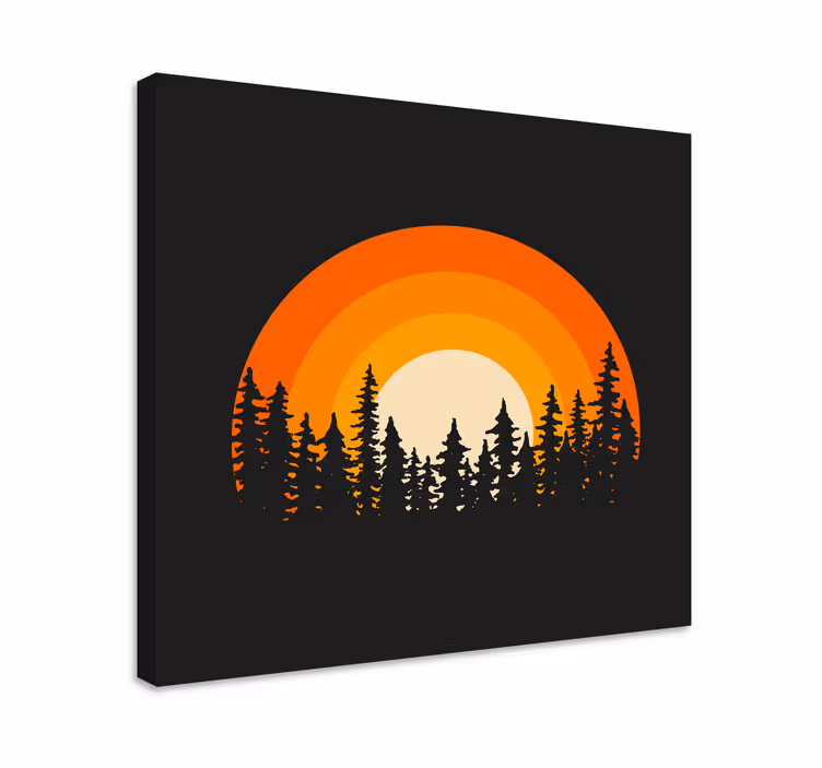 Stilizált naplemente siluett - táblázatok tájak - TenStickers
