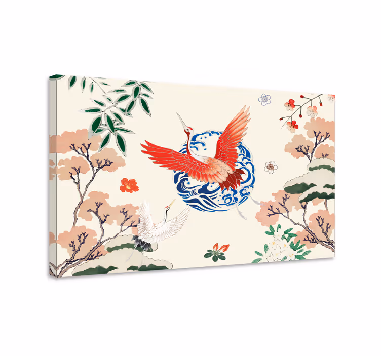 Chinoiserie piros retro vászon - TenStickers