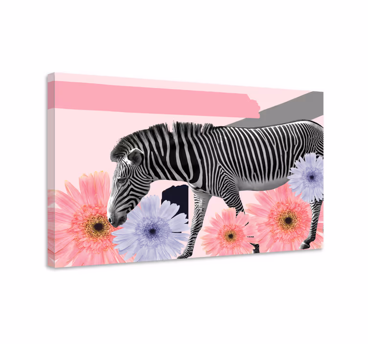 Virágok között zebra vászon állatok - TenStickers