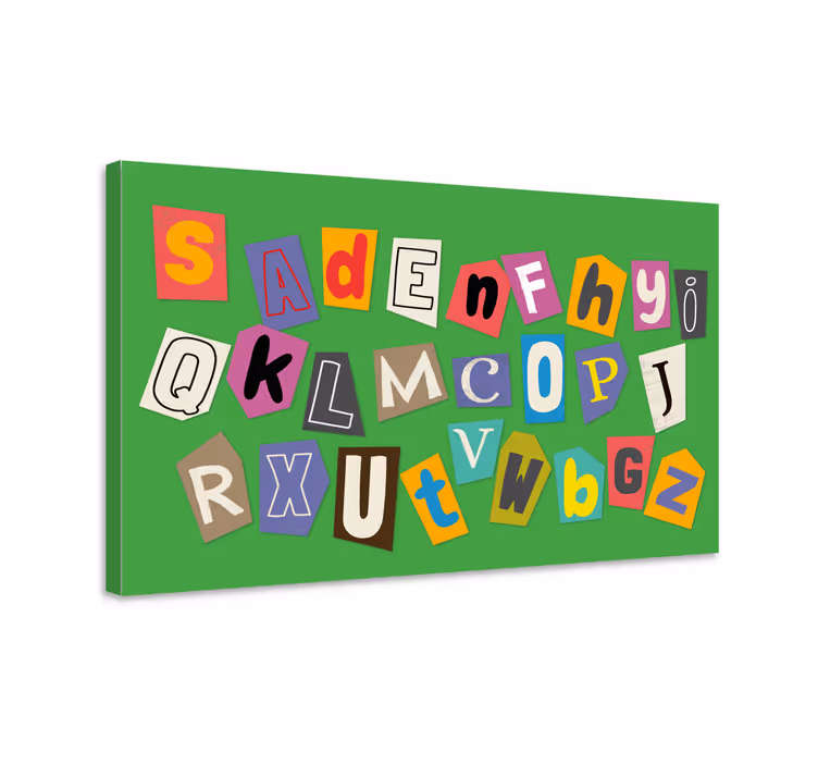 Színes betűkollázs vászon abc és betűk - TenStickers