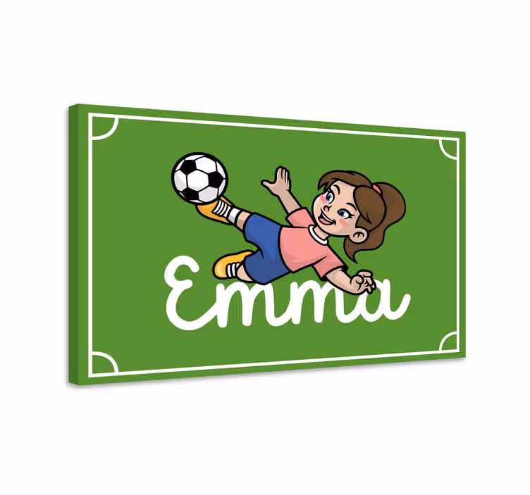 Lány futballista személyre szabott vászon - TenStickers