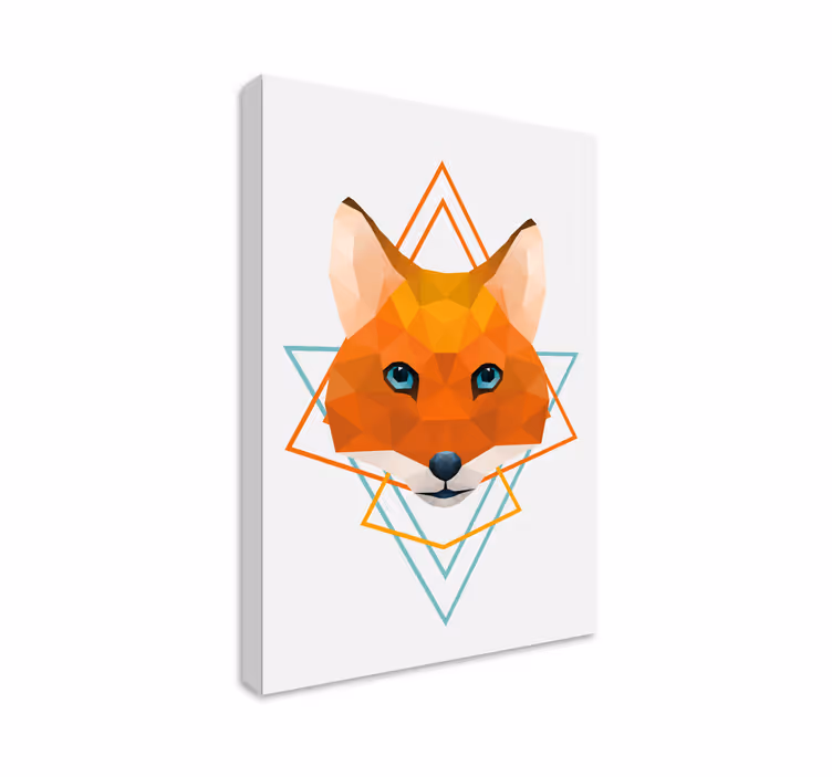 Poligonális róka fej vászon 3d - TenStickers