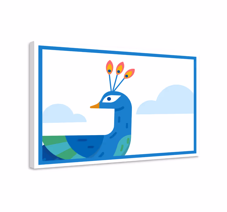 Stilizált kék páva vászon állatok - TenStickers