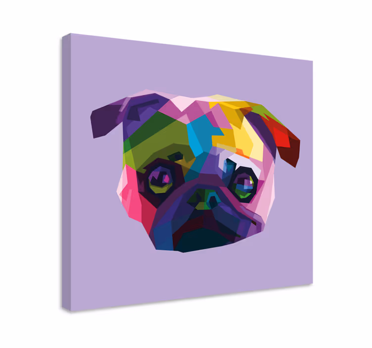 Geometrikus-állatok mopsz kutya vászon nyomatok - TenStickers