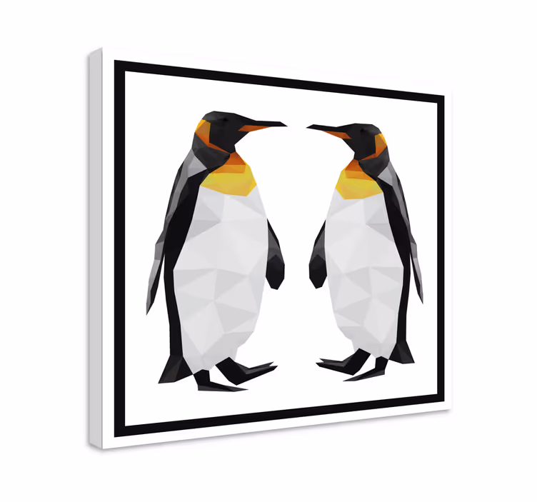 Két geometrikus pingvin vászon 3d - TenStickers