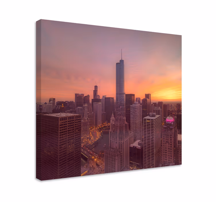 Chicago skyline naplemente vászon városok és országok - TenStickers