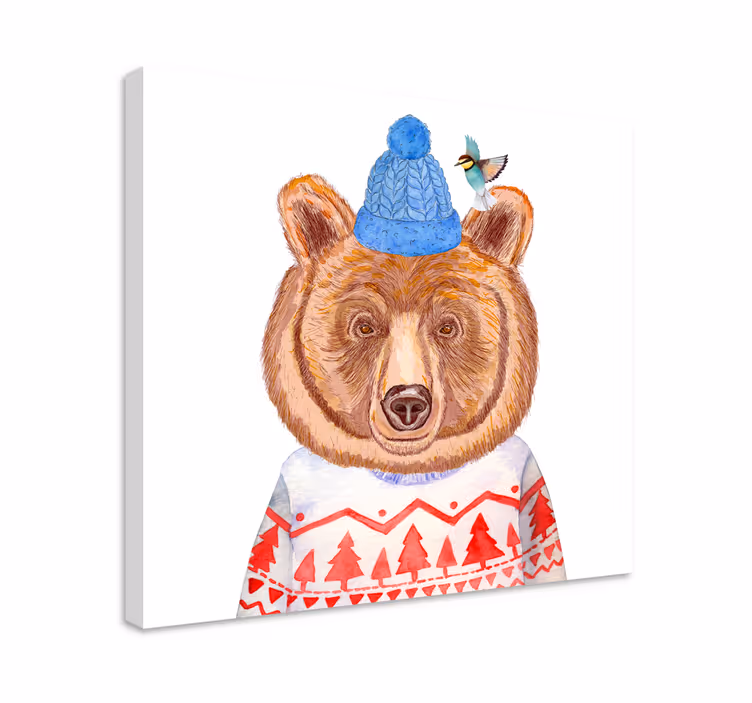 Bájos medve illusztráció vászon állatok - TenStickers