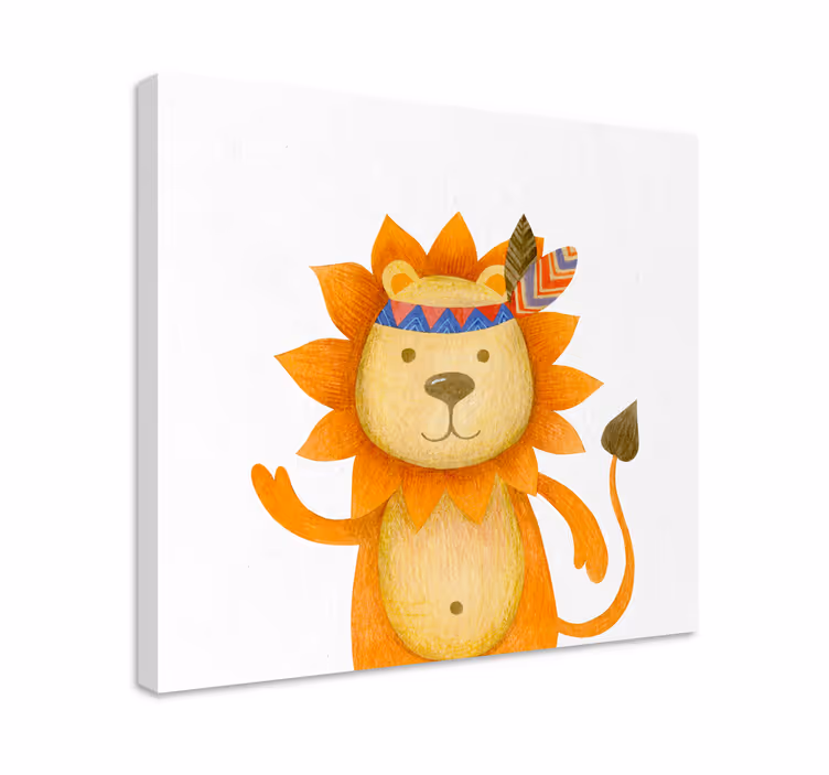 Barátságos oroszlán karakter vászon Állatok - TenStickers
