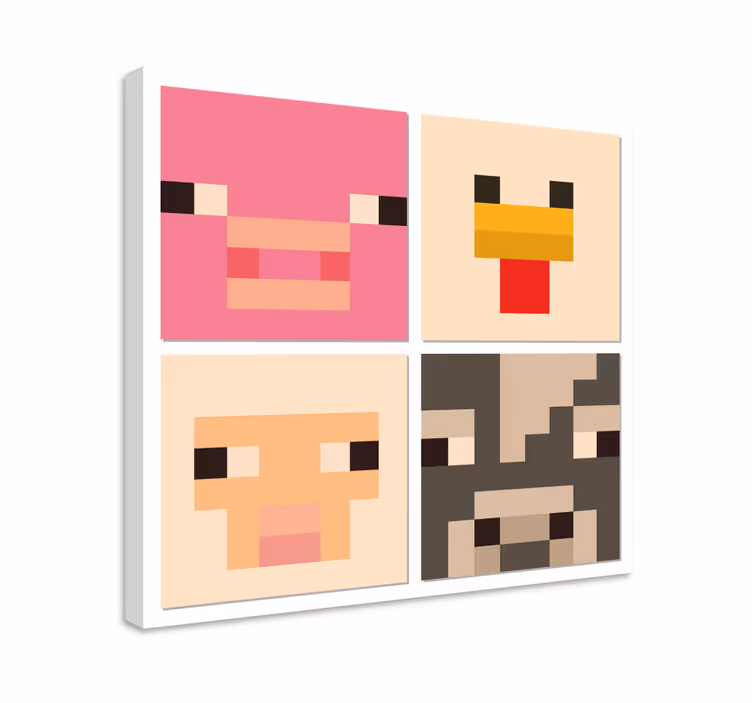 vászon videojátékokról pixel művészeti állati arcok - TenStickers