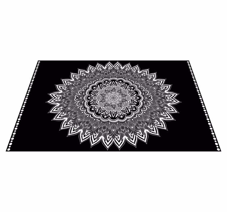 Virágos mandala design Vinil szőnyeg fekete - TenStickers