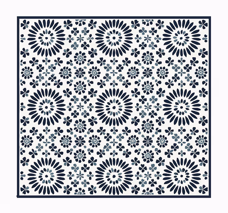 Geometrikus virágmintás Vinil szőnyeg kék - TenStickers