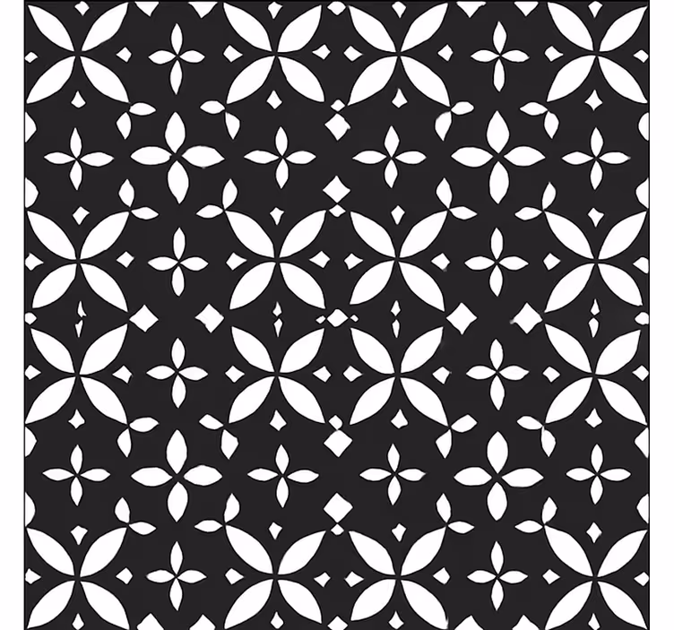 Fekete virágos geometrikus vinil szőnyeg étkező - TenStickers
