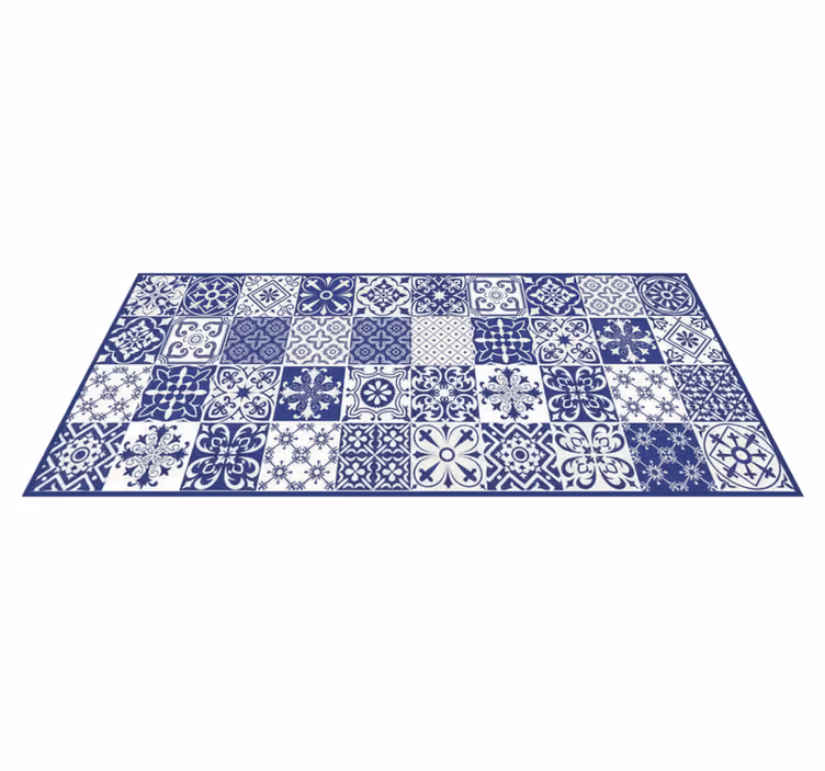 Cobalt porcelán kollázs vinil szőnyeg konyha - TenStickers