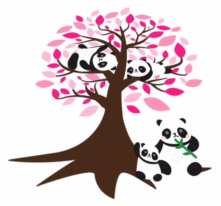 Panda fával vinil szőnyeg állat - TenStickers