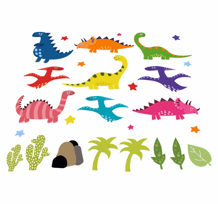 Vinil szőnyeg állat - Északi színes dinoszaurusz mese szett - TenStickers