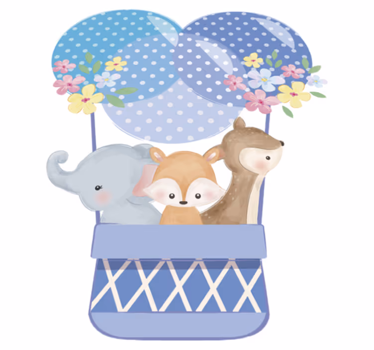 Vízfestmény állatok léghajóval vinil szőnyeg állat - TenStickers