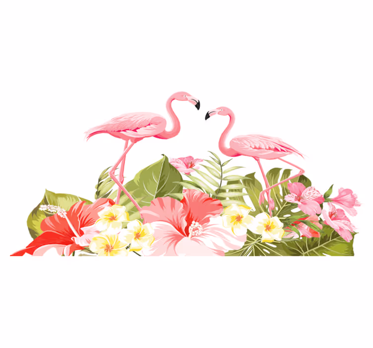 Tropical virág flamingó vinil szőnyeg állat - TenStickers