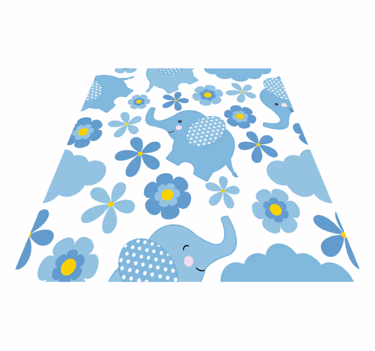 Kék bébi elefántok vinil szőnyeg állat - TenStickers