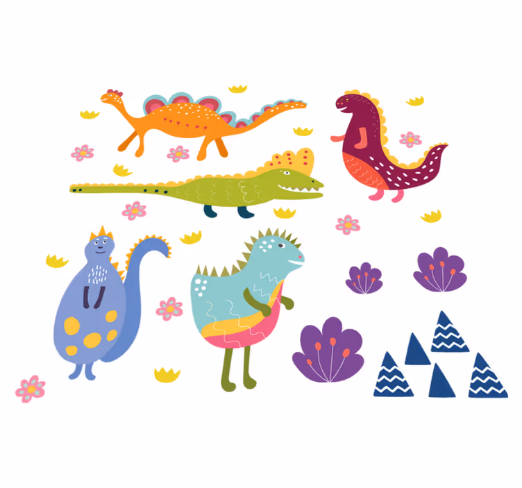 Vinil szőnyeg állat - Északi dinoszaurusz festett szett - TenStickers