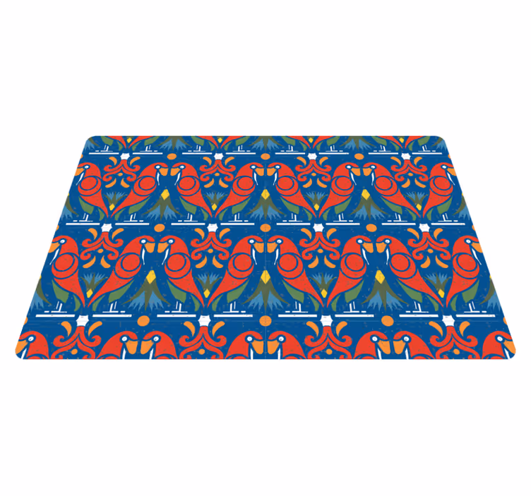 Állatos vinil szőnyeg - virágos design kék háttérrel - TenStickers