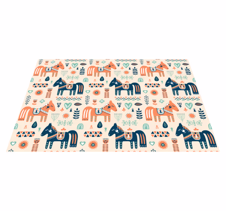 Vinil szőnyeg állat - nordic levelek bézs háttéren - TenStickers
