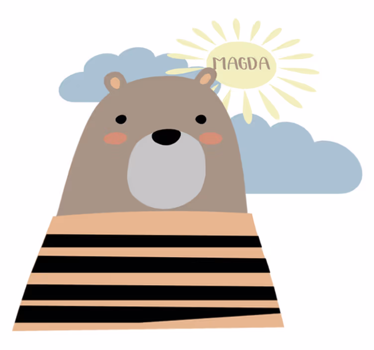 Személyre szabható barna medve vinil szőnyeg állat - TenStickers