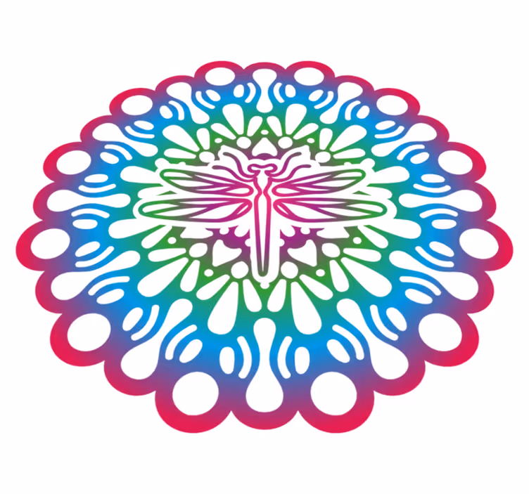 Színes szitakötő mandala vinil szőnyeg állat - TenStickers