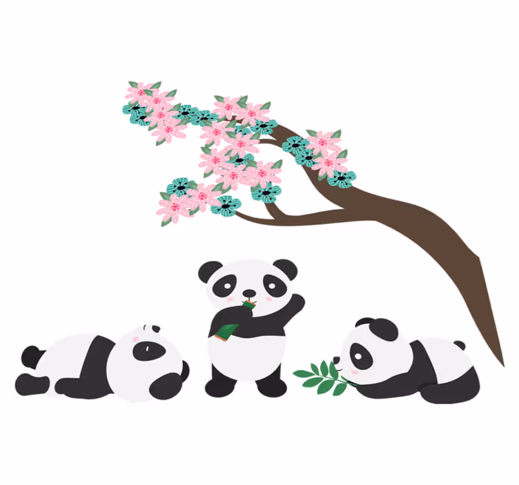Vidám panda klán vinil szőnyeg állat - TenStickers