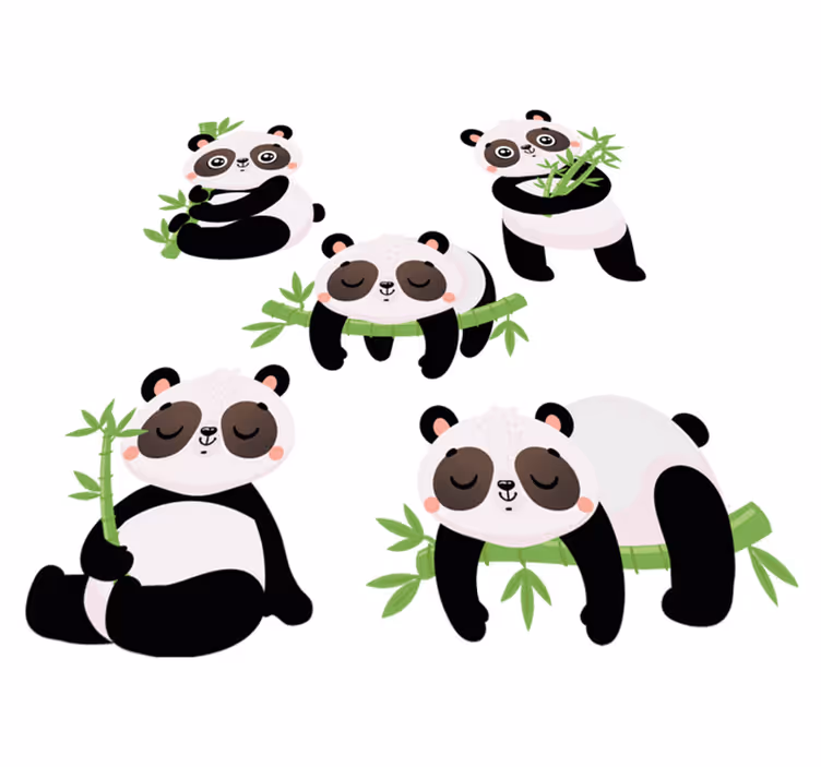Aranyos panda illusztrációk vinil szőnyeg állat - TenStickers