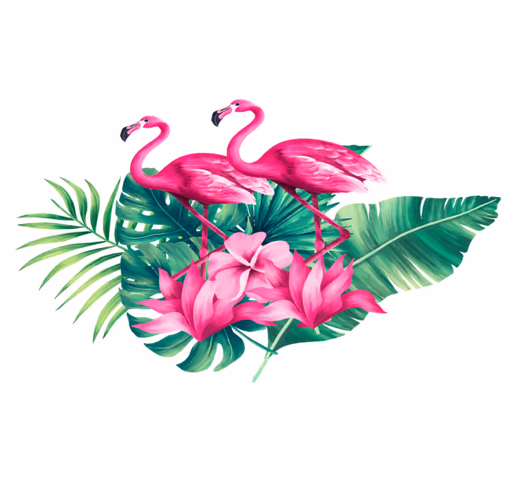 Flamingók és növények vinil szőnyeg állat - TenStickers