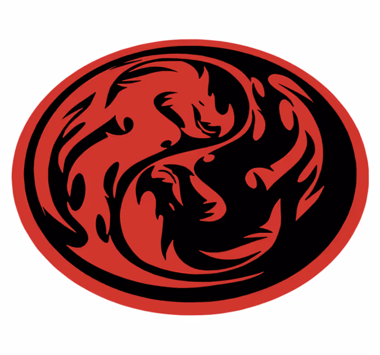 Yin yang sárkányok vinil szőnyeg állat - TenStickers