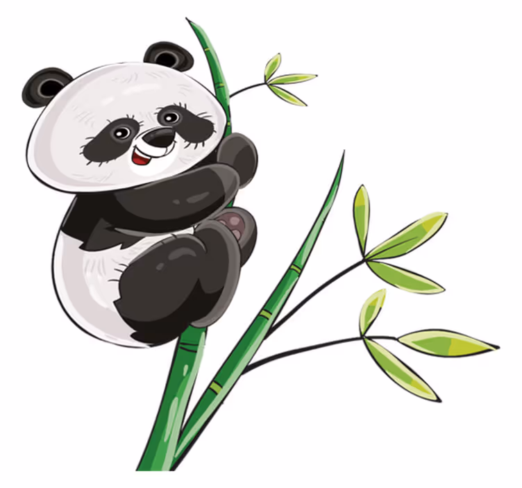 Panda bambuszra mászó vinil szőnyeg Állat - TenStickers