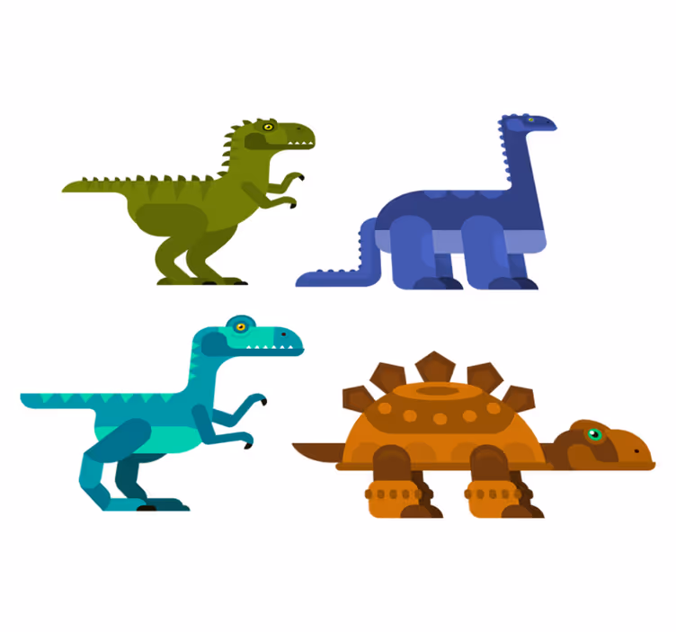 Színes mozgó dinoszauruszok vinil szőnyeg állat - TenStickers