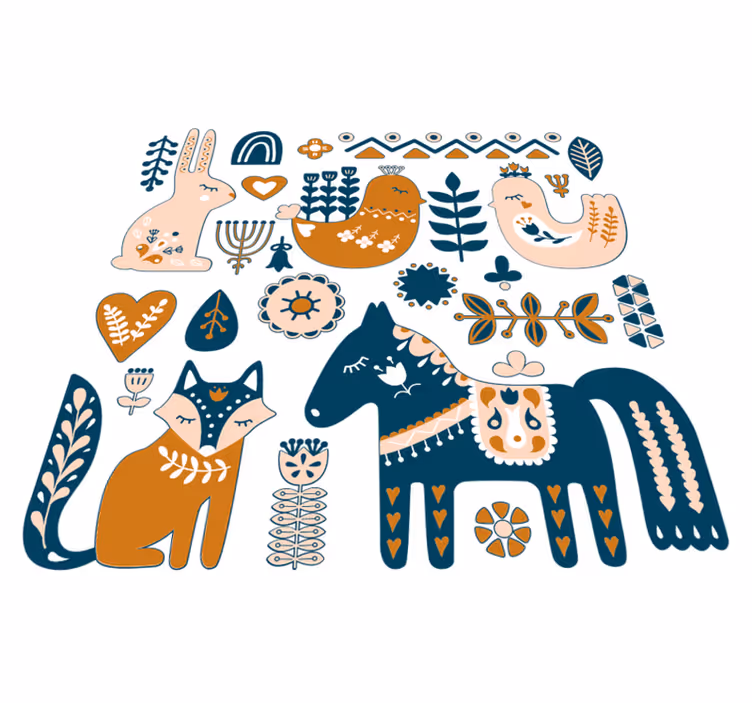 Színes állatos illusztrációs vinil szőnyeg - TenStickers