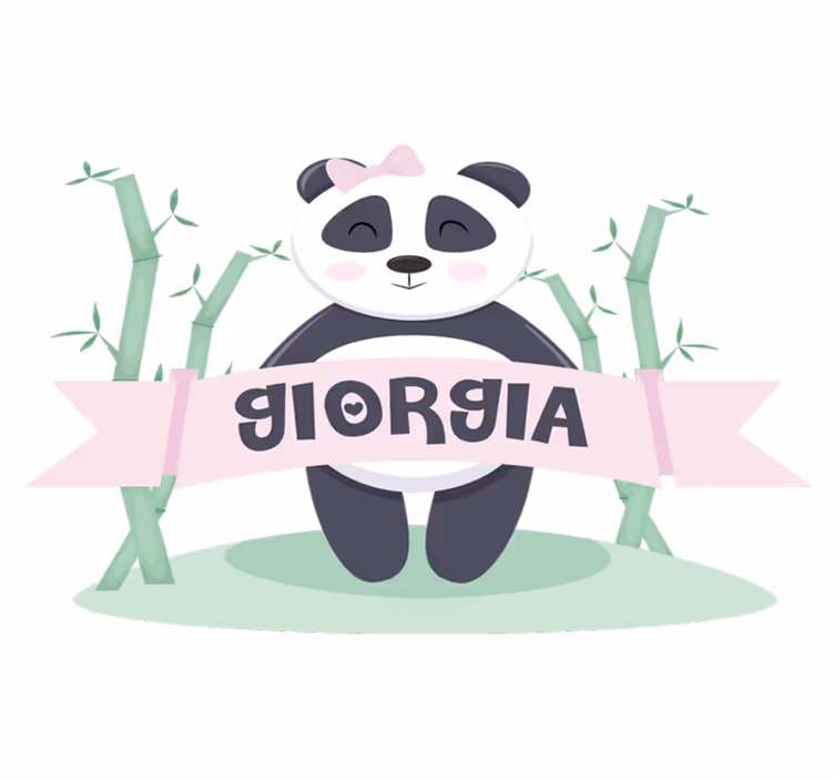 Bébi panda lány névvel vinil szőnyeg állat - TenStickers