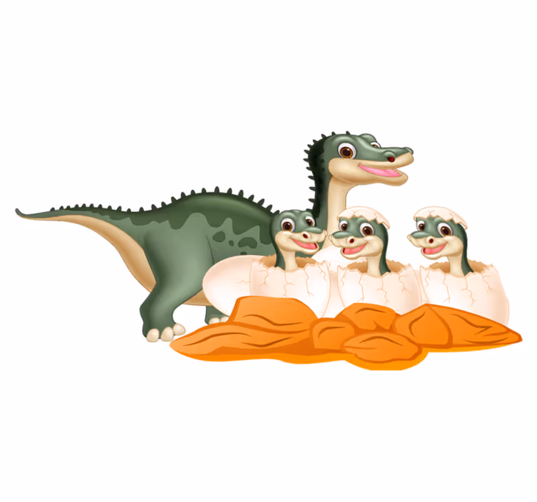 Cuki dinoszaurusz család vinil szőnyeg állat - TenStickers
