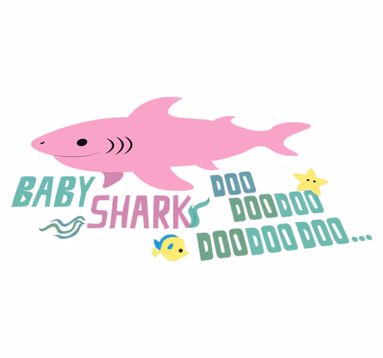 Bébi cápa dal szövege vinil szőnyeg állat - TenStickers