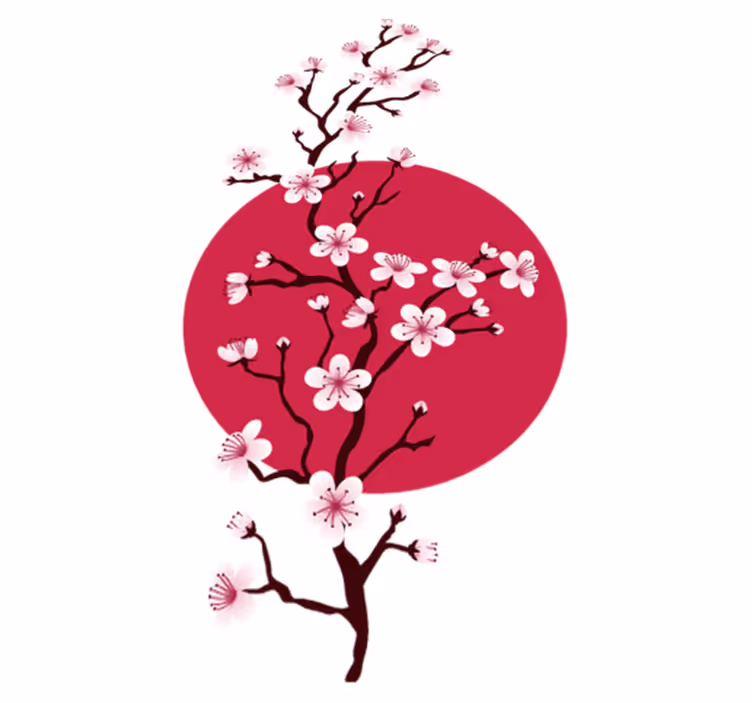Japán cseresznyefa ágak vinil szőnyeg virágok és növények - TenStickers