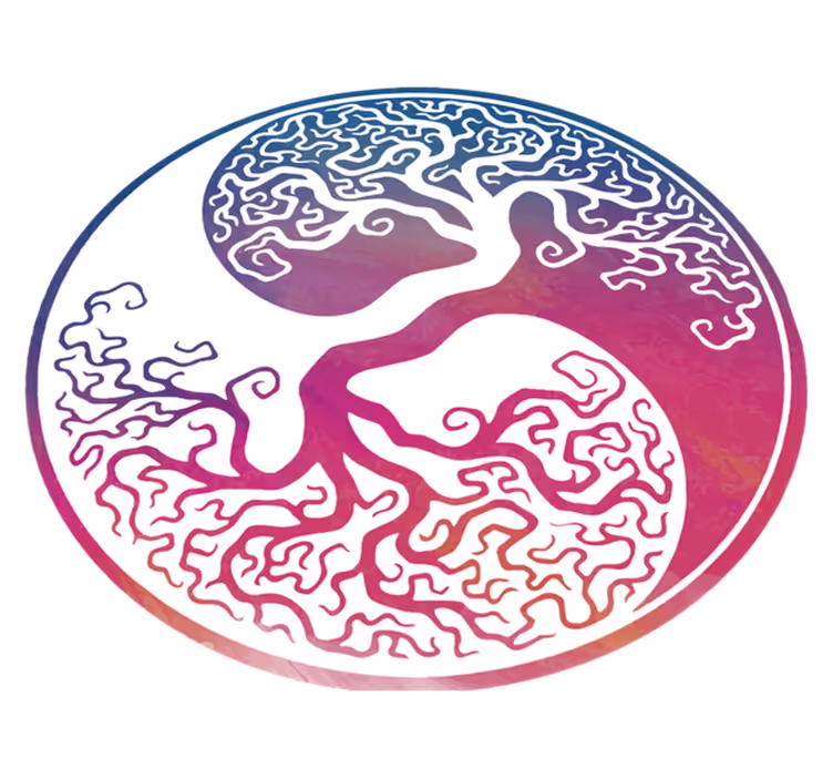 Yin yang fa élete vinil szőnyeg virágok és növények - TenStickers