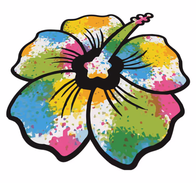 Színes hibiscus virág vinil szőnyeg hálószoba - TenStickers