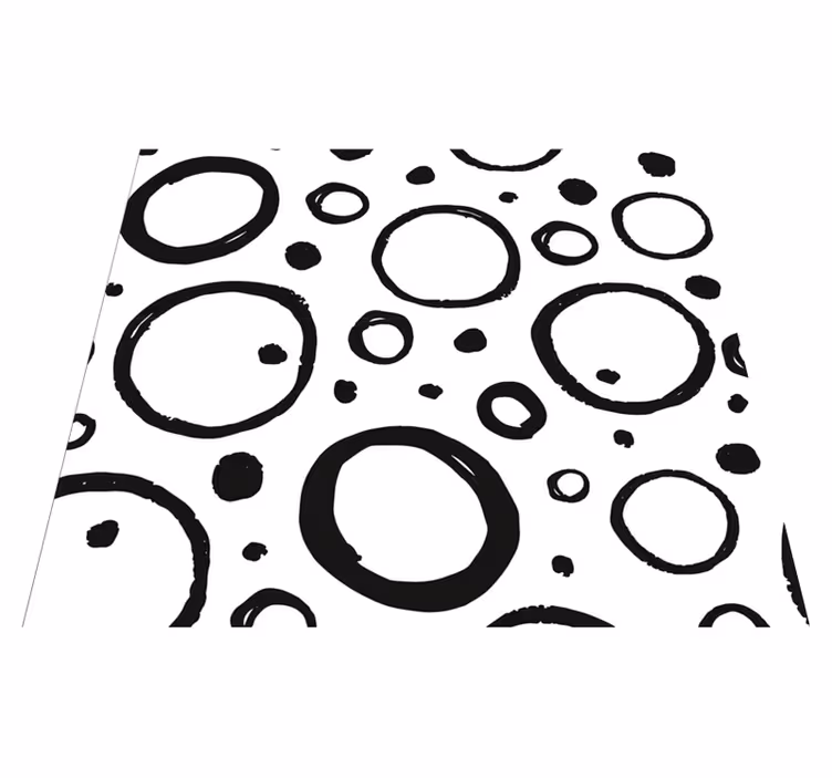 Geometriai vinil szőnyeg kör alakú fekete-fehér - TenStickers