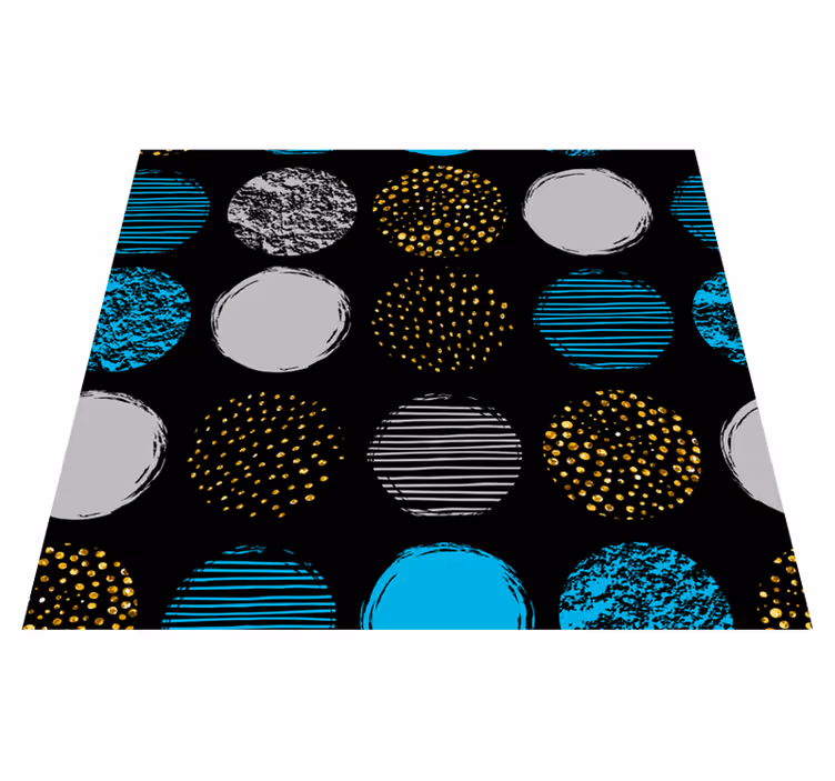 Geometriai vinil szőnyeg pöttyös mintával fekete alapon - TenStickers
