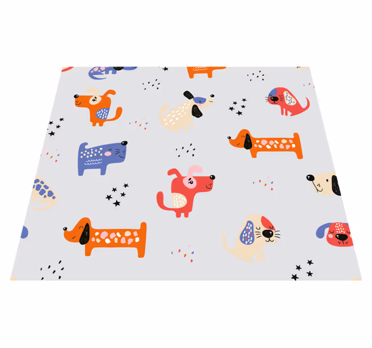 Illusztrált kutyák vinil szőnyeg hálószoba - TenStickers